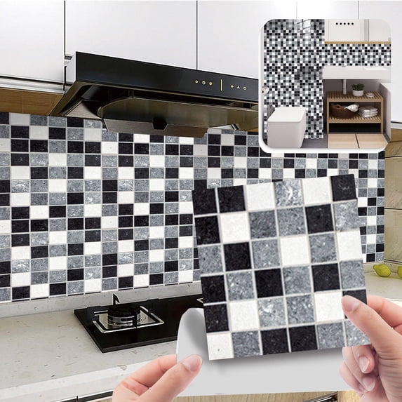 Meiiso 10pc Peel And Stick Ceramic Tile Paste, 3D Lattice Crystal Ceramic Tile Paste DIY Adhesive Wall Sticker, for Kitchen, Bathroom, 10-Pack Peel & Stick 3D Mosaic Tile Stickers, Style F
