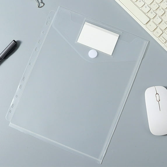 Meiiso 11-Hole Vertical Plastic Folder In Clear, Plastic Folders with Button Close and Removable Mark Label In Letter Size Endwise 8 Colors Suit for All Ring (11 Holes)