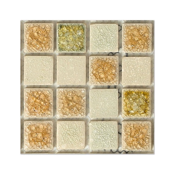 Meiiso 20Pcs Adhesive Tile Floor Wall Decal Sticker, DIY Kitchen Bathroom Decor, Mosaic Stained Glass Window Film, 4"x4", ZYM-004 Pattern, Peel and Stick