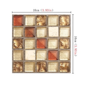Meiiso 20Pcs Adhesive Tile Floor Wall Decal Sticker, DIY Kitchen Bathroom Decor, Mosaic Stained Glass Window Film, 4"x4", ZYM-005 Pattern, Peel and Stick
