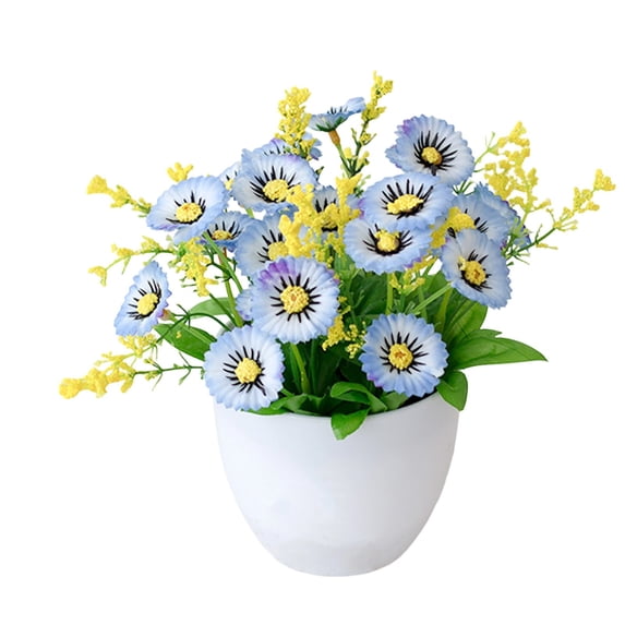 Meiiso 21 Head Chrysanthemum Potted Plants D (Chrysanthemum Pot, Artificial Potted Plant), Artificial Mums Flowers for Outdoors, 21 Bundles Plastic Flowers for Patio Porch Spring Summer Decor