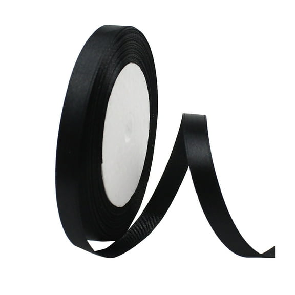 Black Satin Ribbon 10Mm, 25Yd Fabric Gift for Wedding Christmas, By Meiiso, Large Inventory!
