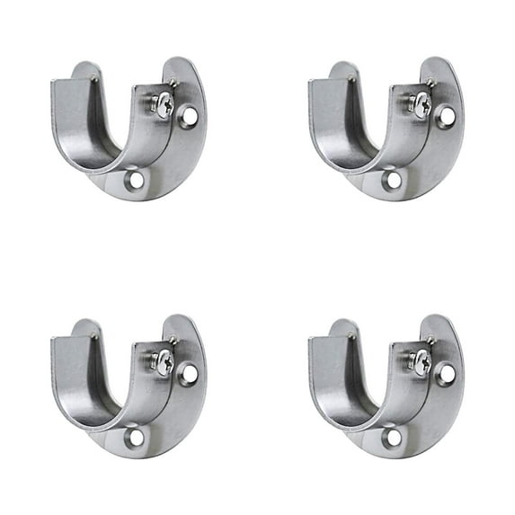 Meiiso 4Pcs 22Mm Shower Curtain Rod Bracket Closet Rod End Supports U-Shaped Flange Holder, Wardrobe Rod Support with Screws
