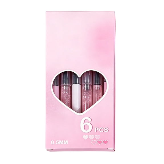 Meiiso 6 Pack Color Rollerball Pens, 0.5mm Full Needle Black Quick Drying Ink Ballpoint, Set of 6, Office Pen, Writing Instrument