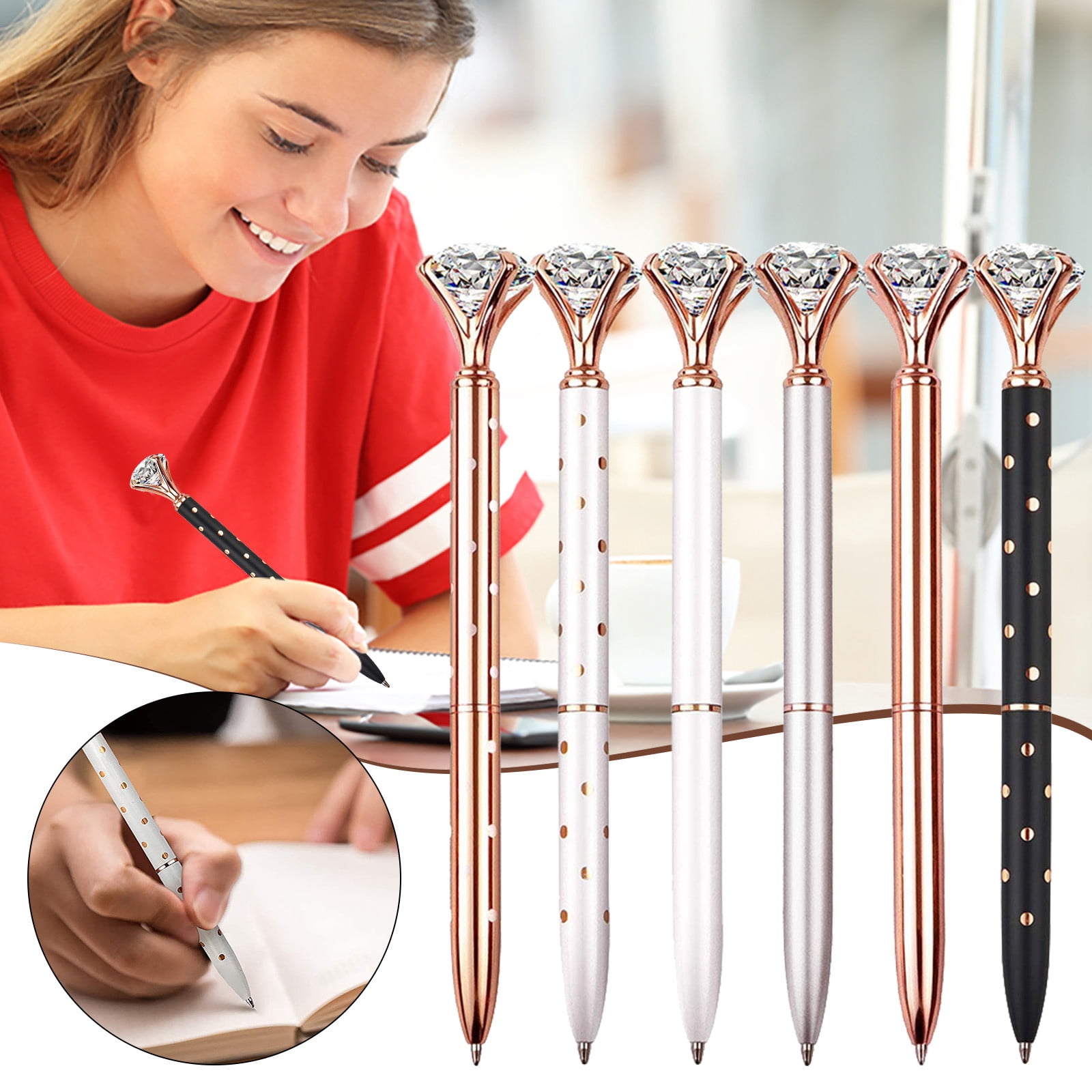 Large Pen Writing Meiiso 6-Pack Large Diamond Crystal Ballpoint Pen(6 Styles), Elegant ...