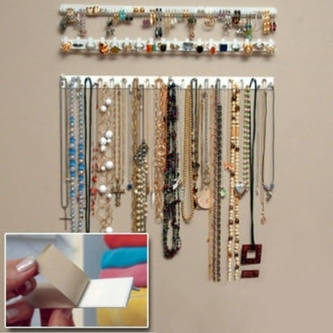 Meiiso 9-In-1 Adhesive Wall Hanging Jewelry Organizer Necklace Hanger, 9 In 1 Adhesive Paste Wall Hanging Storage Hooks Jewelry Display Organizer Necklace Hanger