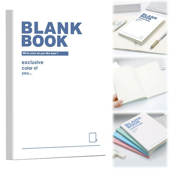 Meiiso A5 Blank Page Notebook, Student Writing Journal, 80G A5 Blank Journal, Unlined Creativity Notebook, Eco-Pulp Sketch Companion (#D)