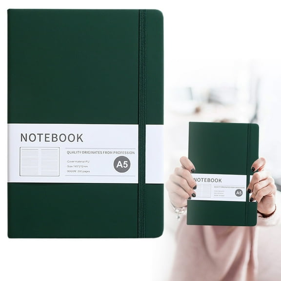 Meiiso A5 Leather Notebook, Lined Journal, Dark Green, 200 Pages Lay Flat, Wide Ruled Notebook Journal for Women Men 200 Thick Paper Lay Flat A5