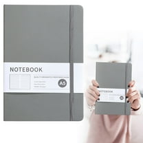 Meiiso A5 Leather Notebook, Lined Journal, Gray, 200 Pages Lay Flat, Wide Ruled Notebook Journal for Women Men 200 Thick Paper Lay Flat A5