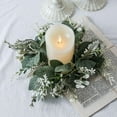 thumbnail image 1 of Meiiso Artificial Leaves Wreath Candle Ring, 10 Inch Small Greenery Wreath for Pillar Candle Holder, Wedding Home Door Tabletop Decoration, Fake Vine Wreath with Berries, 1 of 5