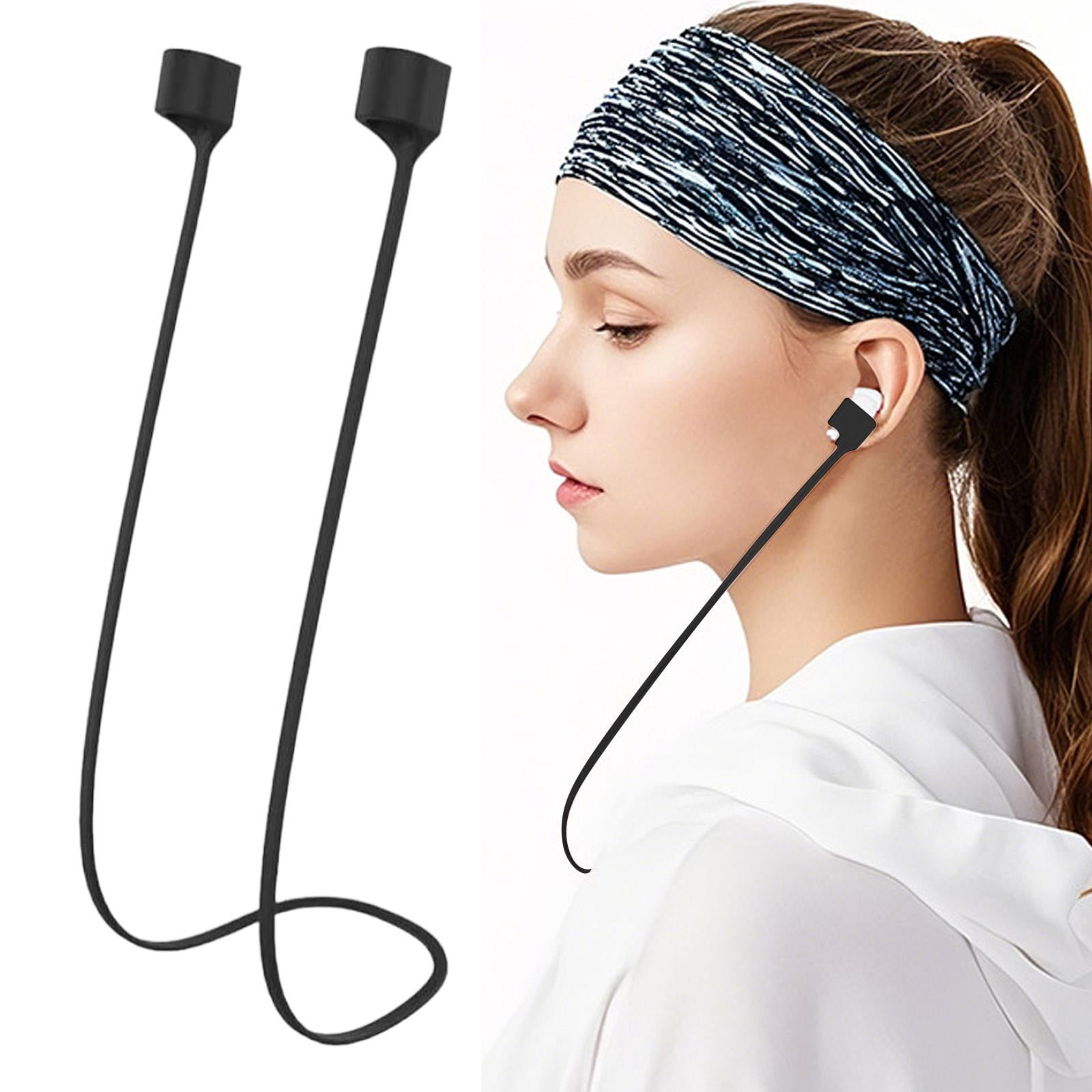 Meiiso Black Anti-Loss Headphone Lanyard 54X1cm Strong Silicone Sports ...