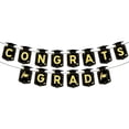 thumbnail image 1 of Meiiso Black Gold Graduation Garland 14pc Flag Pull, Congrats Grad Decor Set with Banner Porch Sign Hanging Honeycomb Centerpieces, 1 of 9