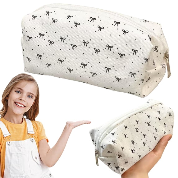 Meiiso Bow Pencil Case Cute Zipper Cosmetic Bag Student Stationery