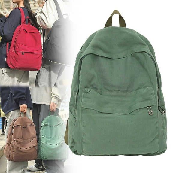 Meiiso Casual Canvas Laptop Backpack, College Travel Bag, Vintage Canvas Rucksack, Retro-Style Laptop Daypack, Padded-Back Commuter Bag (#A)