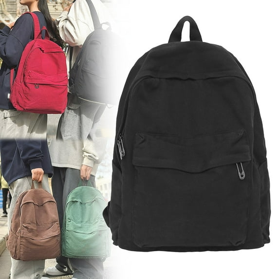 Meiiso Casual Canvas Laptop Backpack, College Travel Bag, Vintage Canvas Rucksack, Retro-Style Laptop Daypack, Padded-Back Commuter Bag (#C)