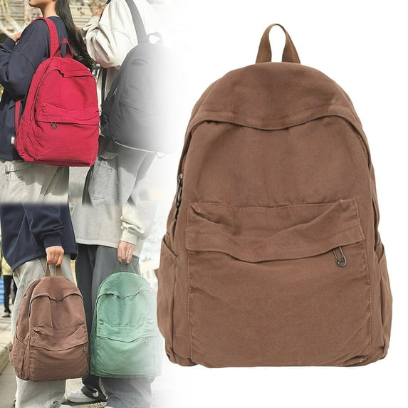 Meiiso Casual Canvas Laptop Backpack, College Travel Bag, Vintage Canvas Rucksack, Retro-Style Laptop Daypack, Padded-Back Commuter Bag (#D)