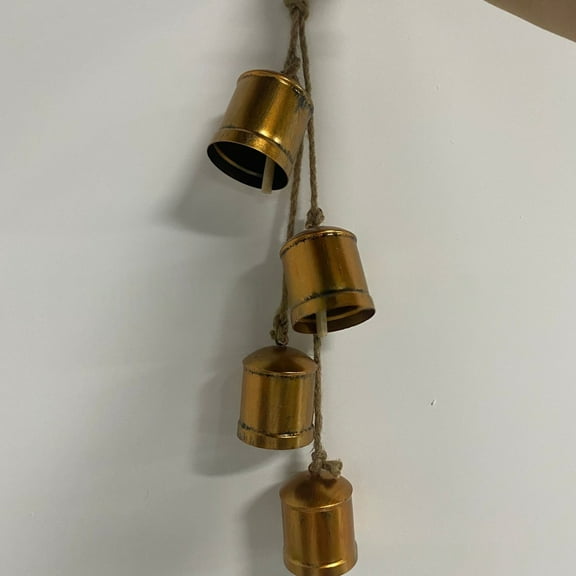 Meiiso Decorative Cowbell A Household Wind Chimes, A String Bell Pendants Decoration Clear and Melodious Rustic Indian Cow Bells Golden