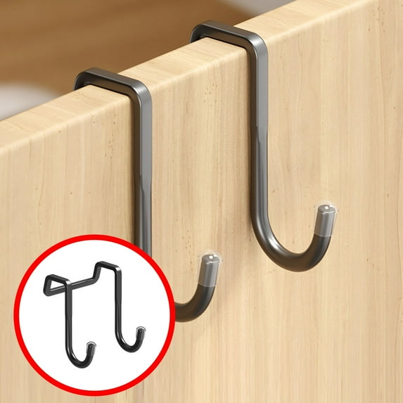 Meiiso Double S-Shaped Black Carbon Steel Over The Door Towel Rack Holder, No Drill Hook Hanger for Cabinet and Drawer Storage