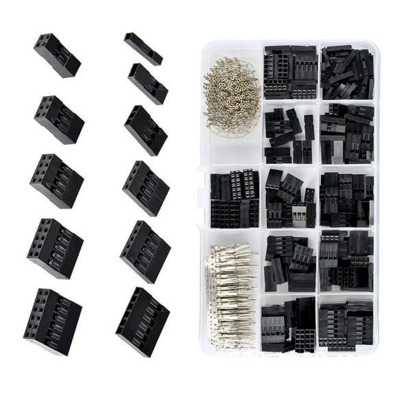 Meiiso Dupont Wire Jumper Cable Housing Kit Pin Male Connector Clamping Pin + Female Pin Gap Terminal with Box Handmade Equipment, Header Terminal Connector Pin Jumper Pin Connector