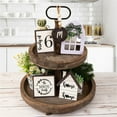 thumbnail image 1 of Meiiso Farmhouse Decor Clearance, Farmhouse Decor for Tiered Tray, Rustic Wooden Mini Sign with Artificial String Light for Kitchen, 1 of 9