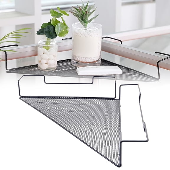 Meiiso Floating Corner Shelf Wire Desk Storage Rack Black