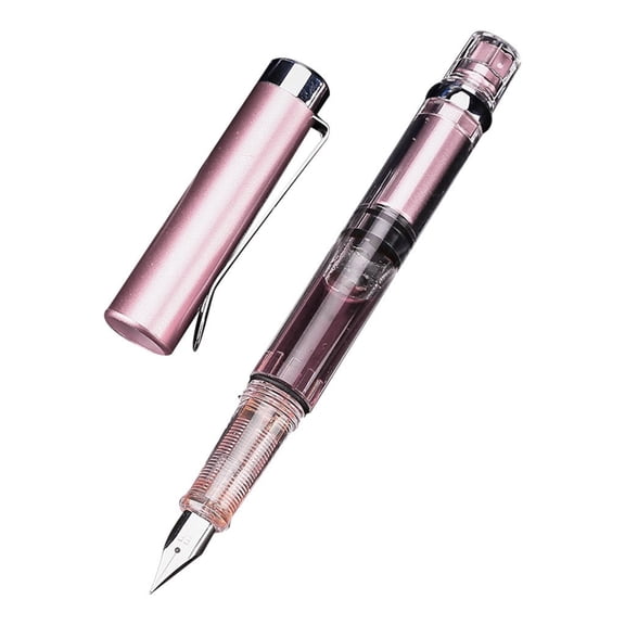 Meiiso Fountain Pen, Transparent Fountain Pen 0.5mm Piston, Piston Pen, 0.5mm, Transparent, Liquid-Free Plastic