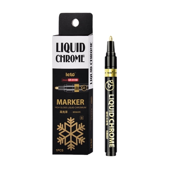 Meiiso Golden Tombstone Marker Pen, Gold Plated Chrome Paint Touch Up Pen for Stone, 1-Piece, Touch Up Pen, Chrome Paint, Auto Repair
