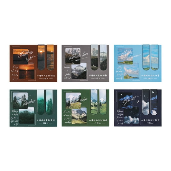 Meiiso Magnetic Bookmark Set, Double Printing, Mountain Sea Design, Full Set, Sticker Reading and Gift for Learnerss Teachers and Reading Enthusiasts