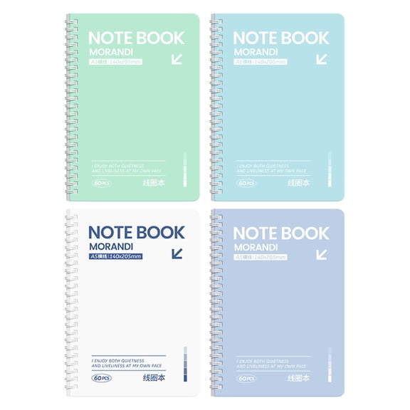 Meiiso Notebook, A5 Cream Color Coil Notebook Lined Pages, A5 Coil Notebook, Lined Pages, Retro Color, Metal Binding