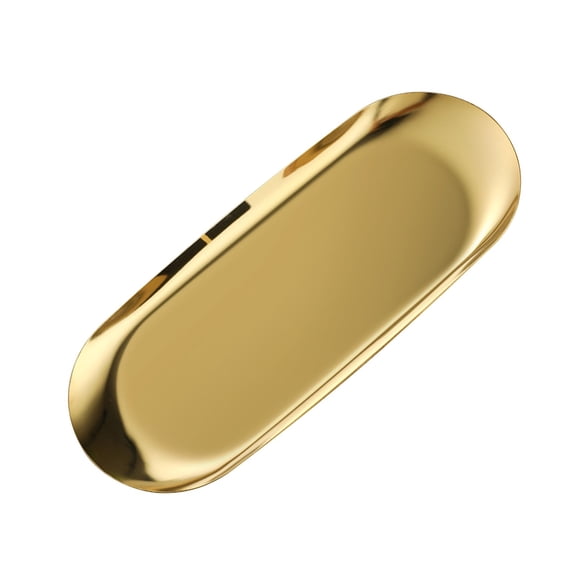 Meiiso Oval Gold Tray 23x9.5cm, Stainless Serving Tray Towel Storage Dish Plate Tea Trays Jewelry Plate Decorative Storage Tray