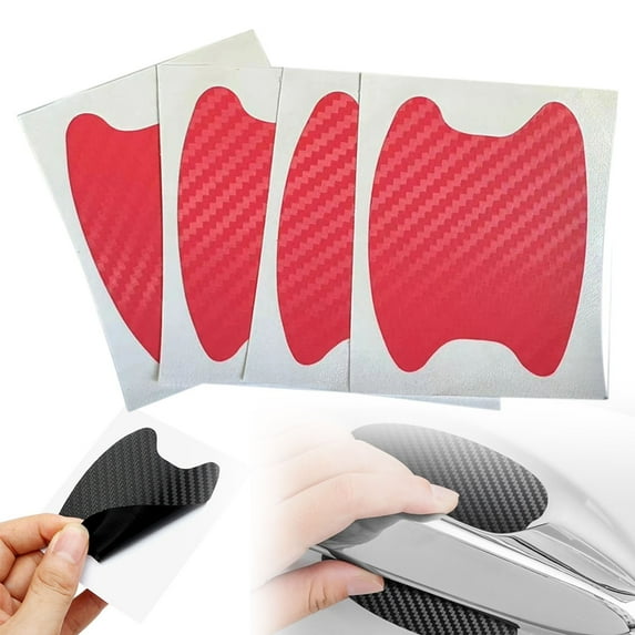 Meiiso Pink Carbon Fiber Car Door Handle Anti Scratch Protector Sticker