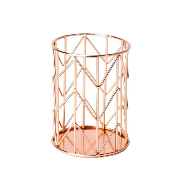Meiiso Pink Metal Pen Holder Multipurpose Rose Gold Desk Organizer