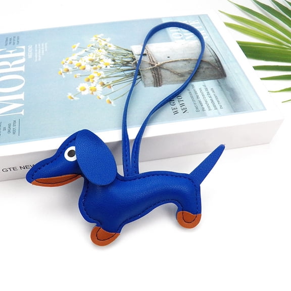 Meiiso Pu Dachshund Hand Rope Bag Decor In Blue, Pu Hand Rope Bag Hanging Decoration Cartoon Animal Shape Handbag Hanging Decoration Animal Bag Decoration