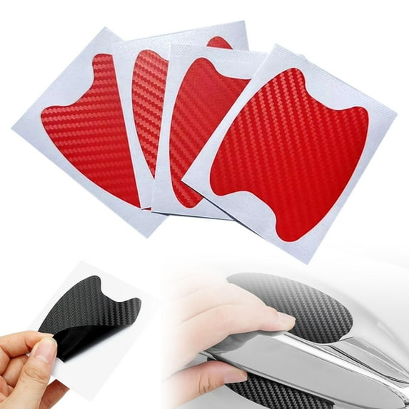 Meiiso Red Carbon Fiber Car Door Handle Anti Scratch Protector Sticker