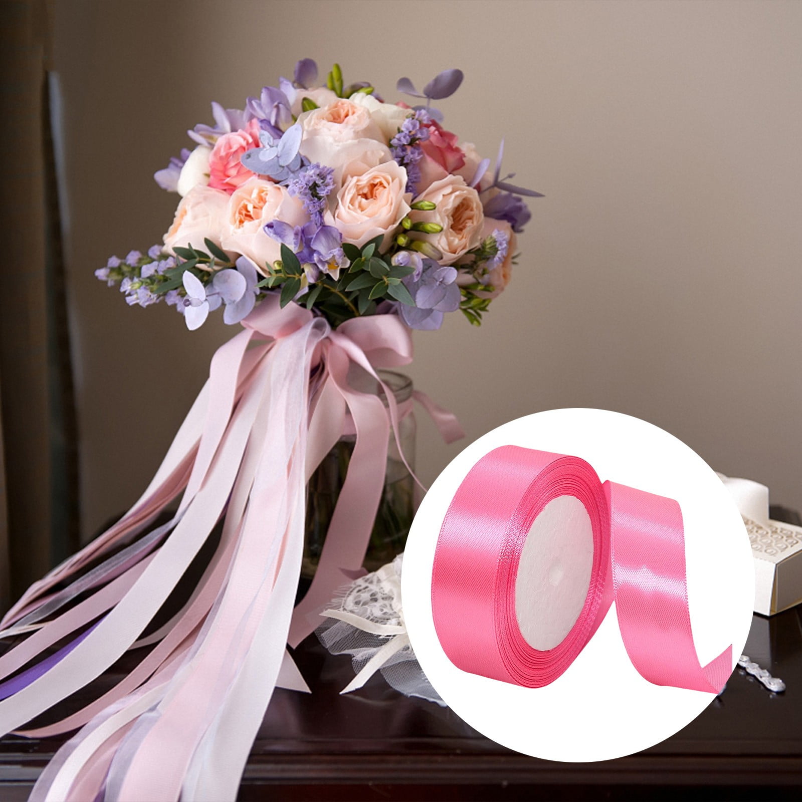 Meiiso Ribbon Aa Packaging Case, 1 Roll 22M 4Cm Wide Satin Wedding ...
