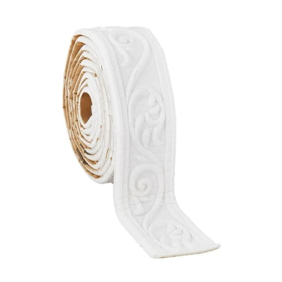 Meiiso Self-Adhesive Waterproof Baseboard 620X2In, Peel and Stick White Crown Molding Trim 3D Decorative Border, Easy Install & Remove Flexible Trim