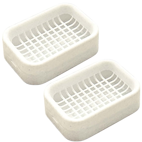Meiiso Soap Dish with Drain, 2-Piece Double‑Layer Plastic Soap Holder, Bathroom Soap Box with Grid Drainage Tray (White), 4.92"×3.42"×3.8"