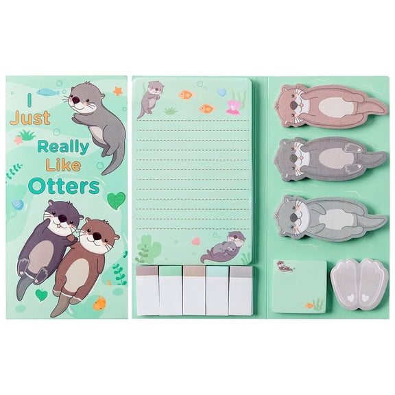 Meiiso Special Shaped Combination Note Pad, Otter Theme, Creative Cartoon Design, Cartoon Message Pad Stick Account Notepad
