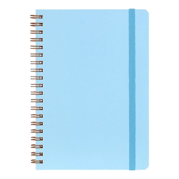 Meiiso Spiral Notebook with Elastic Band, 7" x 4.96" Wide Ruled Loose-Leaf, 30 Pages 60 Sides, (Style_E)