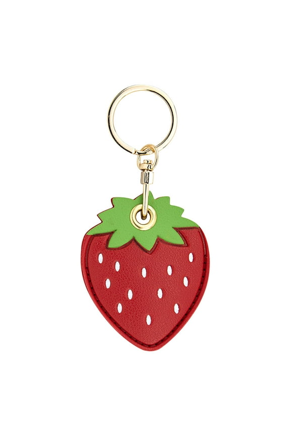 Strawberry Pu Leather Keychain Access Card Holder Cute Charm Women