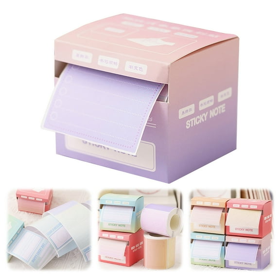 Meiiso Tool Series, Learners Focus Mark Sticky Note D, Full Adhesive Notes Roll Tape with Pull Out Dispenser Sheets Sticky Notes Self Stick Memo Pads Sticker Label for Noting Writing (4 Colors)