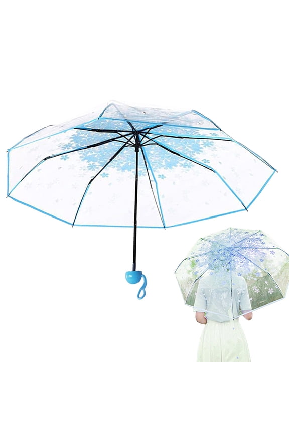 Transparent Umbrella Blue Three Fold High Appearance