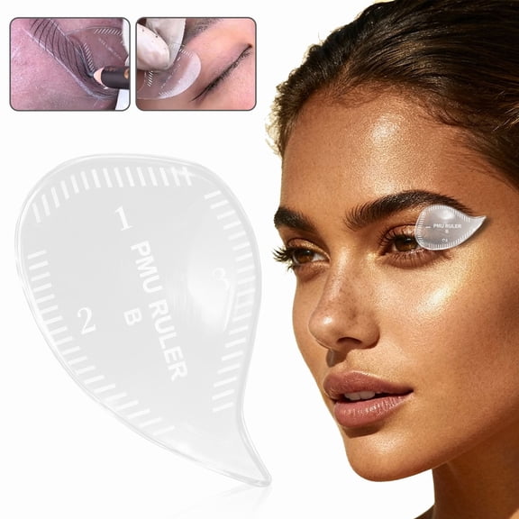Meiiso Two-In-One Eyebrow and Eye Ruler Brow Mapping Arch Eyeliner Template Stencil, Reusable Acrylic 3Pcs Set for Pros Beginners