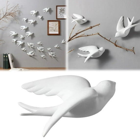Meiiso Wall Decor Clearance, Birds Murals Realistic Ornamental Ceramic Wall Hanging, Sparrow Decor for Living Room and Garden