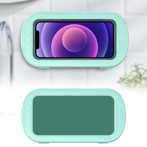 Meiiso Waterproof Phone Holder Protective Case B 21X10.7X3.5cm, Ipx6 Shower Bathroom Mount Adjustable Rotatable Stand, Adhesive Mount with Anti-Fog Film
