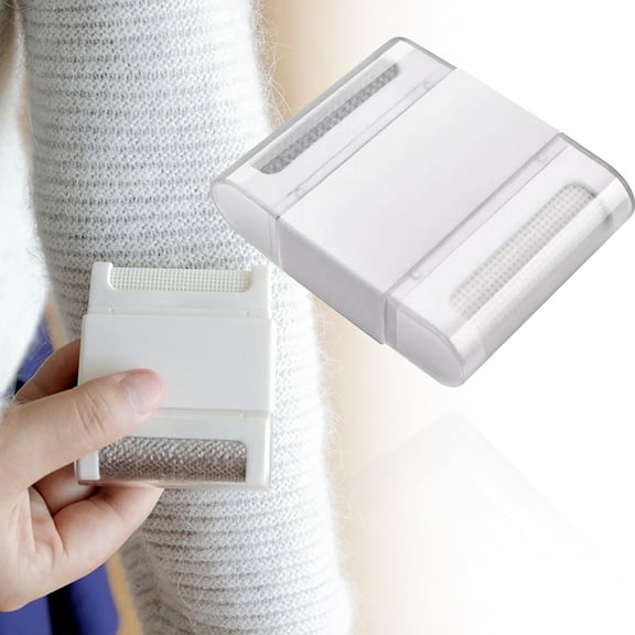 Meiiso White Portable Manual Clothes Trimmer, 2-In-1 Recharge-Free Lint Roller and Pet Fuzz Remover, Gentle On Fabrics Travel Defuzzer No Batteries