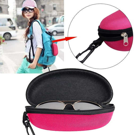 Meiiso Zippered Glasses Case, Hard-Shell Zipper Glasses Case - Protective Travel Storage (#C)