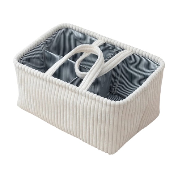 Meiix Diaper Caddy Organizer for Changing Table – Nursery Storage Basket, Baby Shower Gifts and Registry Must-Haves, Car Diaper Caddy White