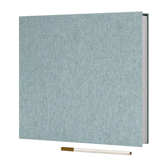Meiix Grey Blue Photo Album Self Adhesive, Linen Cover Diy Scrapbook with Pen, for Family Wedding Pictures, Creative Memory Book, Gift Ready