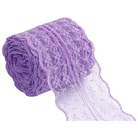 Meiix Lace Ribbon, Pleated Edge Lace Ruffle Trim for Crafts Sewing Diy, Clothing Home, 394X2In (Purple2)